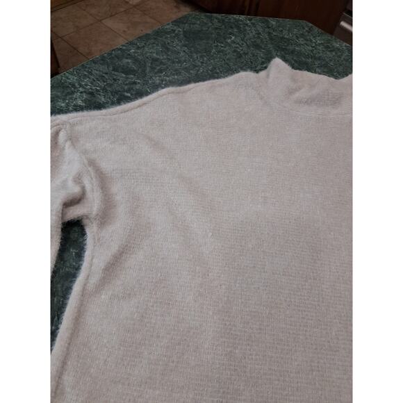 Sanctuary Fuzzy Balloon Puff Sleeve Mock Neck Sweater Ivory Women's Large Cozy - Picture 5 of 12